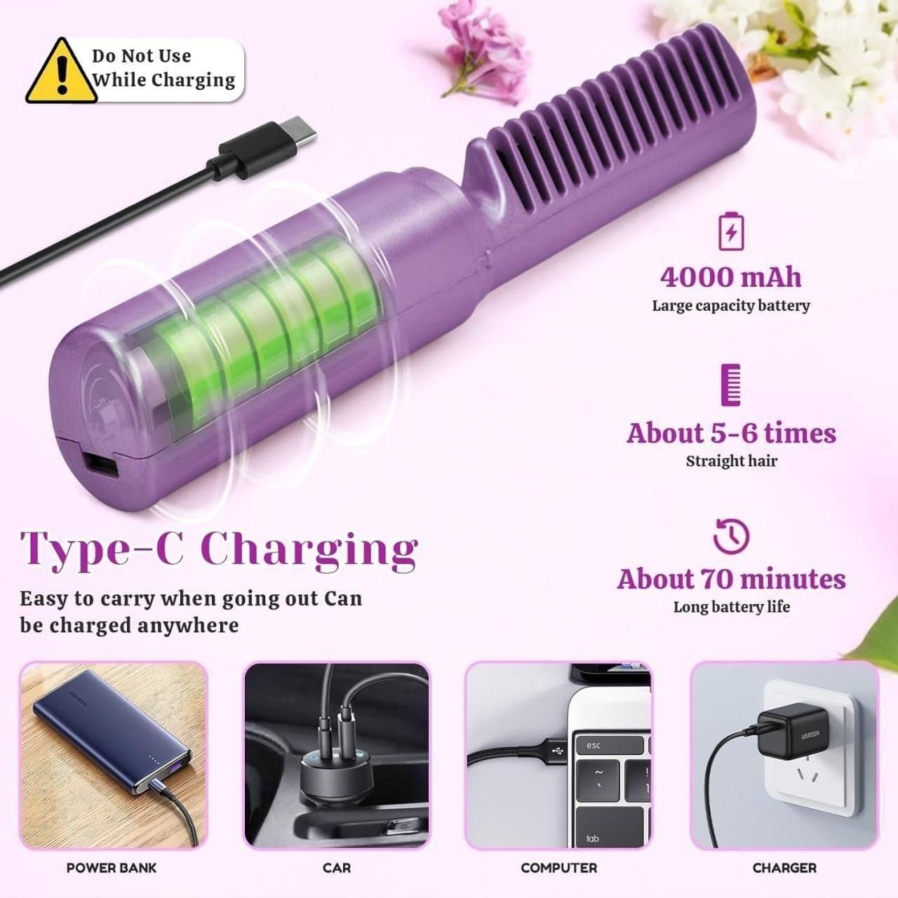 ɢʟᴀᴍꜰʟᴇx Portable Mini Hair Straightener Comb